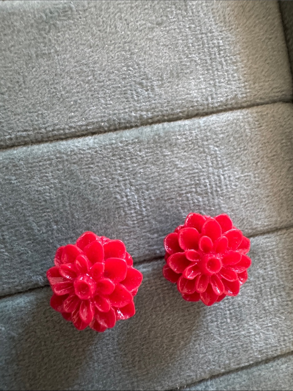 Red Floral rose Resin stud Earrings